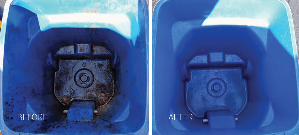 Before and after photos of bin cleaning